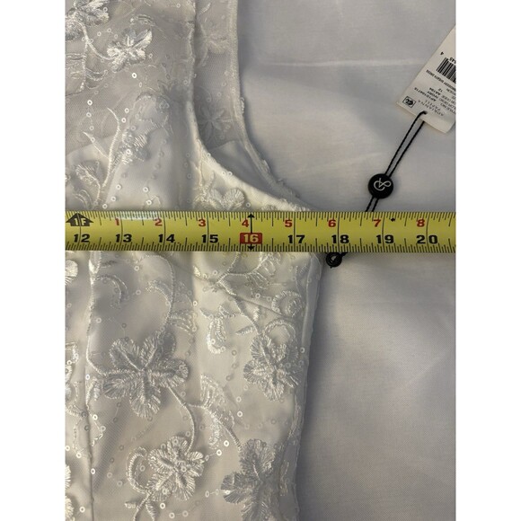 ADRIANNA PAPELL Ivory Floral Embroidered Sheath Dress Women 12 Overlay Cocktail - Picture 14 of 14